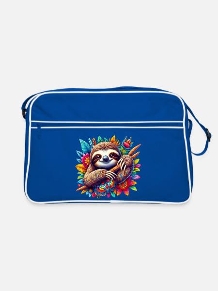 Faultier - Retro Tasche - Blau/Weiß