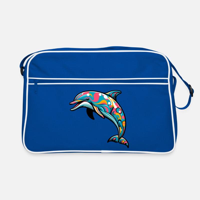 Delfin - Retro Tasche - Blau/Weiß