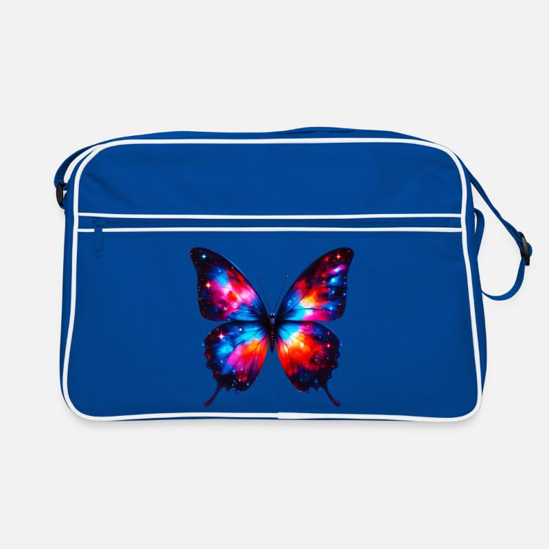Schmetterling - Retro Tasche - Blau/Weiß