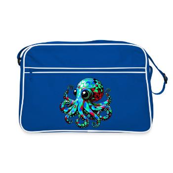 Krake - Retro Tasche - Blau/Weiß - Vorne