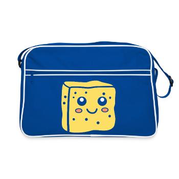 Spongeface Adorable Sponge Illustration - Retro Bag - blue/white - Front