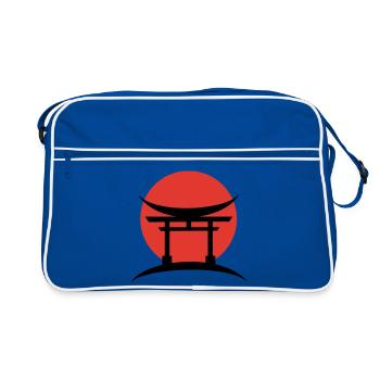 Abstrait Dégradé Japonais Torii - Sac Retro - bleu/blanc - Devant