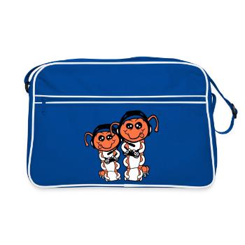 2 Gamer Raupe Nerd zocken Controller Konsole Spiel - Retro Tasche - Blau/Weiß - Vorne