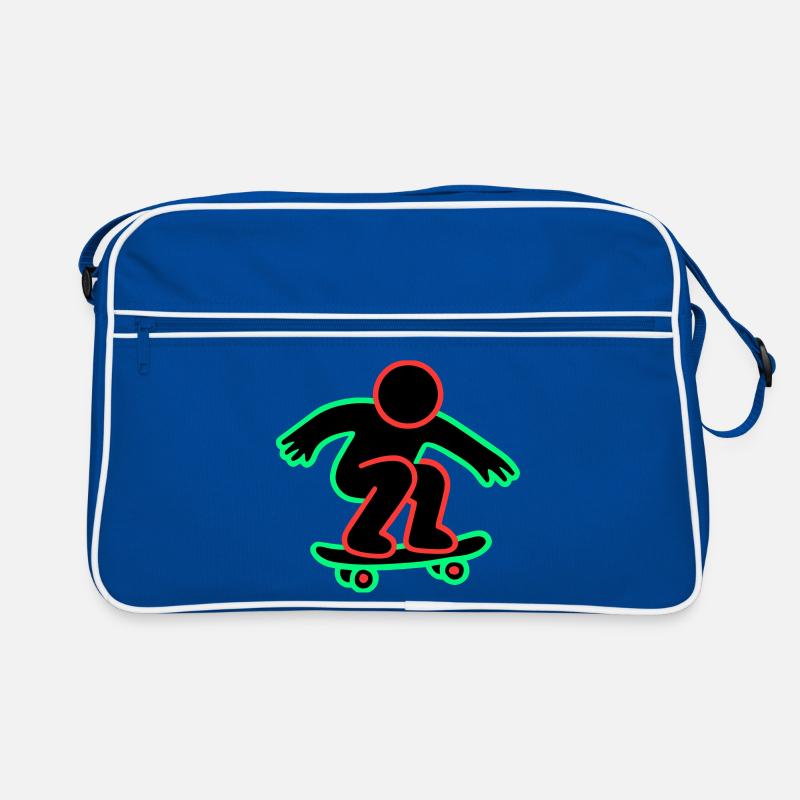 Neon Skateboarder Linienkunst Retro Tasche