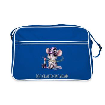 Heiße Maus mit Glamour & Lippenstift - Retro Tasche - Blau/Weiß - Vorne