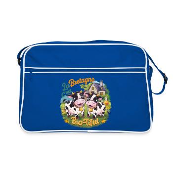 Lustige Brittany Geschenk Brittany ist biotisch - Retro Tasche - Blau/Weiß - Vorne