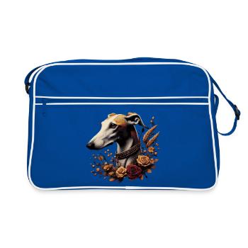 Greyhound Head Autumn Rosary - Retro Bag - blue/white - Front