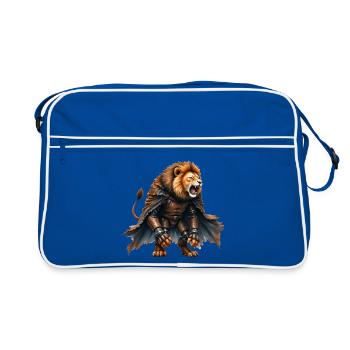 Guerrier Lion avec armure et cape - Sac Retro - bleu/blanc - Devant