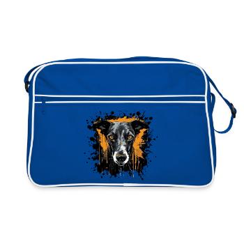 Hundeporträt Spritzkunst - Retro Tasche - Blau/Weiß - Vorne
