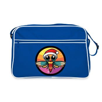 Kawaii Bee dans le cercle du Santa Hat - Sac Retro - bleu/blanc - Devant