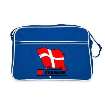 DANEMARK – Drapeau avec cœur - Sac Retro - bleu/blanc - Devant