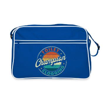 Toilet Clogging Champion Bathroom Plunger Humor - Retro Bag - blue/white - Front
