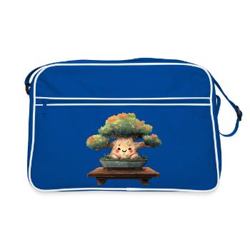 Sourire bonsaï kawaï dans le pot - Sac Retro - bleu/blanc - Devant