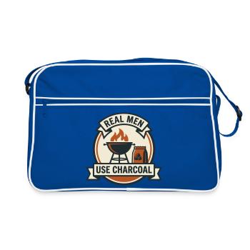 Puristisches Holzkohle-Barbecue - Retro Tasche - Blau/Weiß - Vorne