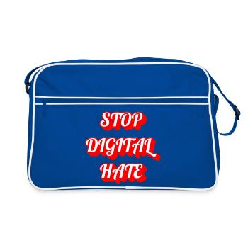 Stop Digital Hate – Statement gegen Cybermobbing & - Retro Tasche - Blau/Weiß - Vorne
