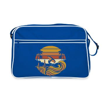 Sunset Surfing Palm Trees - Retro Bag - blue/white - Front