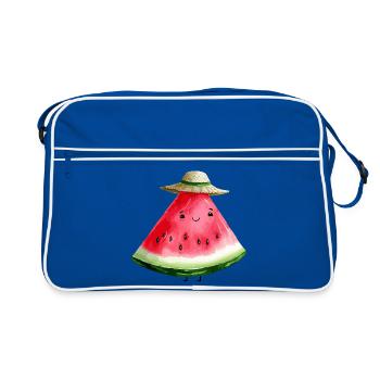 Pastèque Kawaii avec chapeau de soleil - Sac Retro - bleu/blanc - Devant