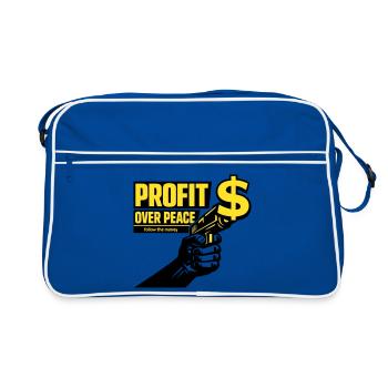 Profit Over Peace Satire - Retro Bag - blue/white - Front