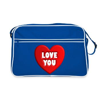 Herz love you - Retro Tasche - Blau/Weiß - Vorne