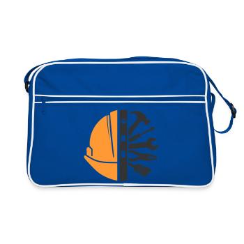 Construction Helmet & Tools – Craftsman Logo - Retro Bag - blue/white - Front