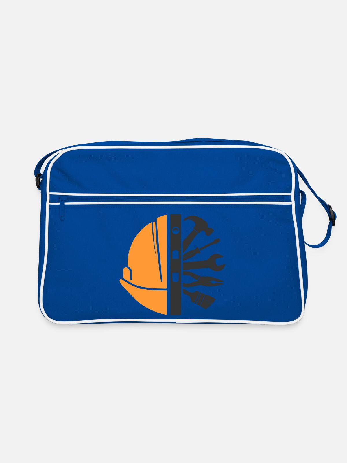 Construction Helmet & Tools – Craftsman Logo - Retro Bag - blue/white - Front