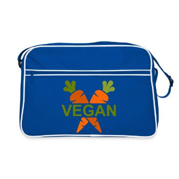 Emblème de la carotte végane - Sac Retro - bleu/blanc - Devant