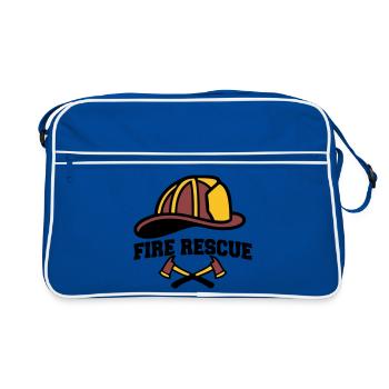 Logo des armoiries du casque de pompier - Sac Retro - bleu/blanc - Devant