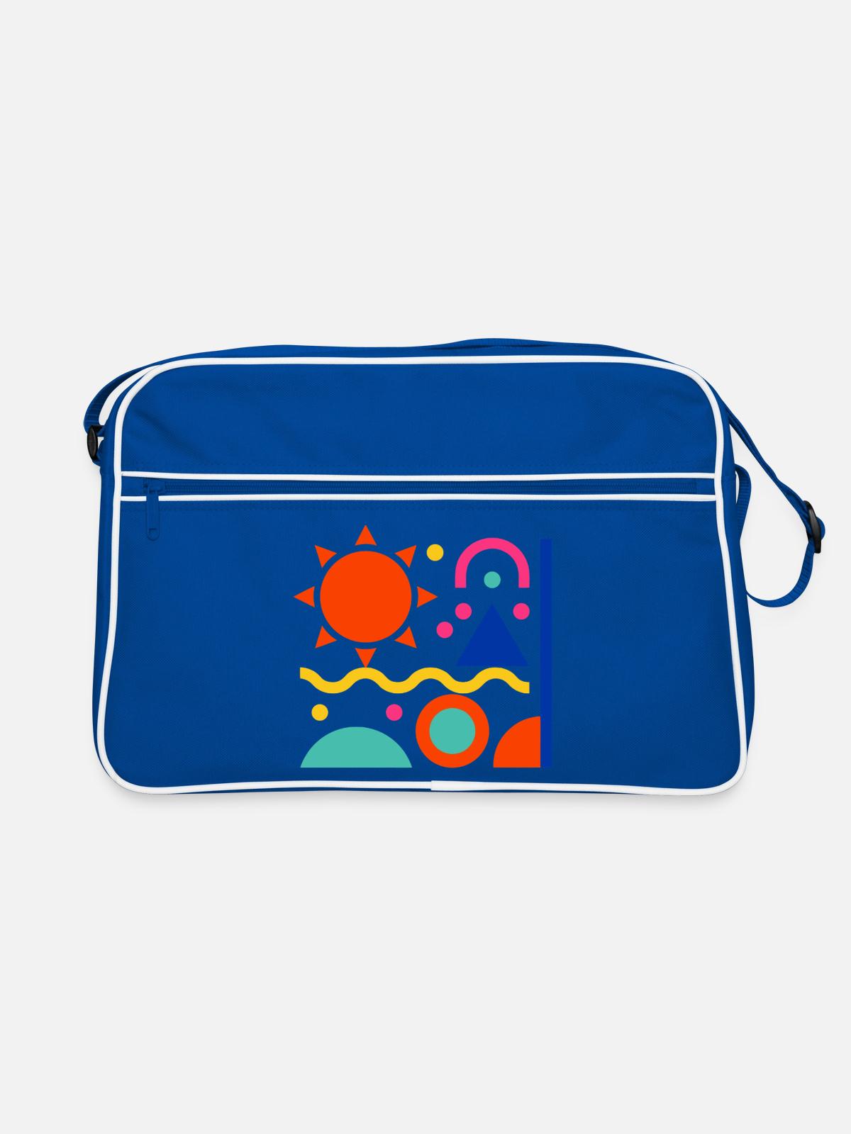 Bunte Formen - Retro Tasche - Blau/Weiß - Vorne