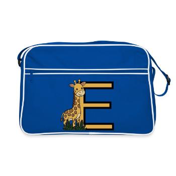 Girafe à lettre E - Sac Retro - bleu/blanc - Devant