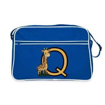Logo girafe avec QBook - Sac Retro - bleu/blanc - Devant