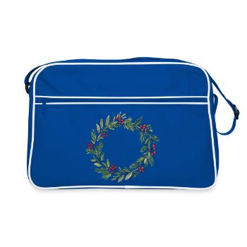 Minimalistisches Weihnachtskranz-Aquarell - Retro Tasche - Blau/Weiß - Vorne