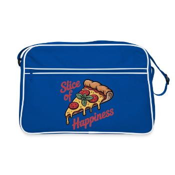Slice of Happiness - Pizza - Retro Tasche - Blau/Weiß - Vorne