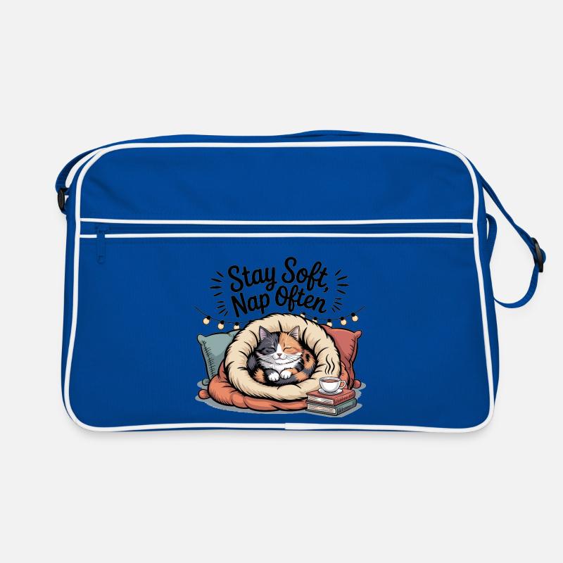 Stay Soft, Nap Often – Cuddly Cat Retro Bag