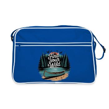 Find Your Wild – Canoe Adventure - Retro Tasche - Blau/Weiß - Vorne