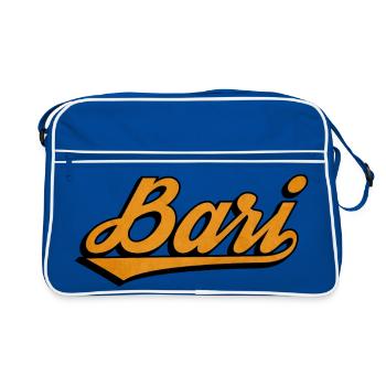 Bari Script: Orange Retro Logo - Retro Tasche - Blau/Weiß - Vorne