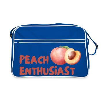 Pfirsich Enthusiast Design - Retro Tasche - Blau/Weiß - Vorne