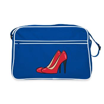 Talons hauts rouge - Paire d’escarpins rouges - Sac Retro - bleu/blanc - Devant