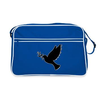 Dove of Peace / Bird Logo - Retro Bag - blue/white - Front