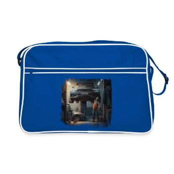 Was macht ein Kfz-Mechatroniker? - Retro Tasche - Blau/Weiß - Vorne