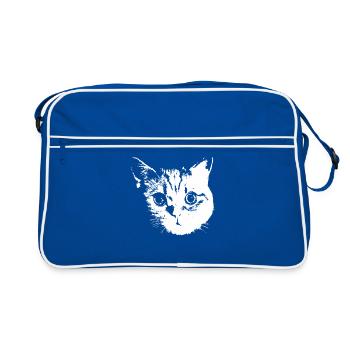 Katze, Katzen - Retro Tasche - Blau/Weiß - Vorne