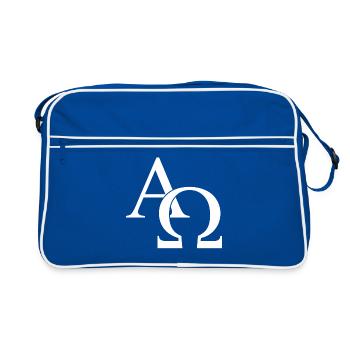 Jesus Christ, Alpha Omega, Bible, Faith, God - Retro Bag - blue/white - Front