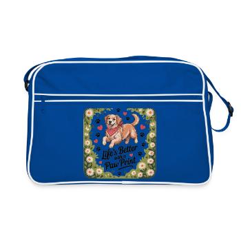 La vie est meilleure avec une empreinte de patte - Sac Retro - bleu/blanc - Devant
