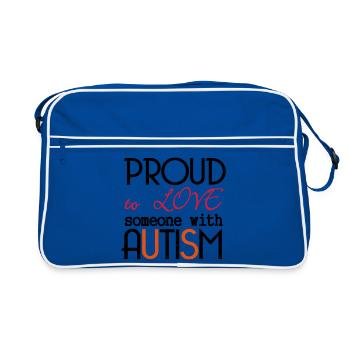 Love someone with Autism Geschenk Autismus - Retro Tasche - Blau/Weiß - Vorne