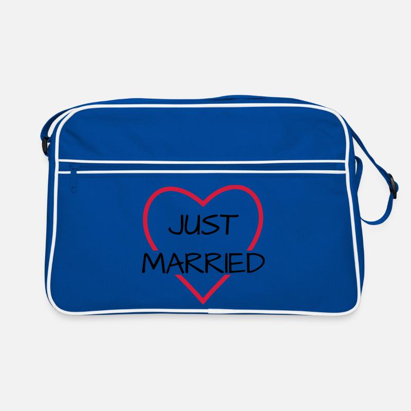 Just married heart wedding partner look - Retro Bag - blue/white