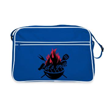 Un barbecue avec des ustensiles de Gril - Sac Retro - bleu/blanc - Devant