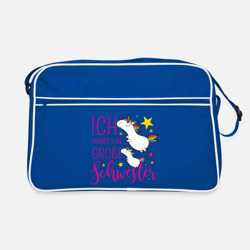 Große Schwester Einhorn Einhörner pink Sterne bunt Retro Tasche