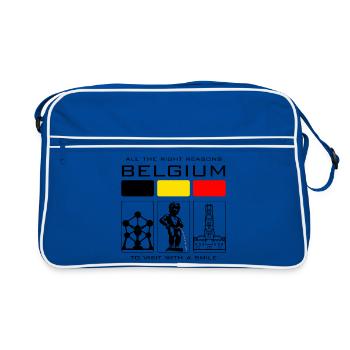 Bunte Blöcke und Bogen - Retro Tasche - Blau/Weiß - Vorne