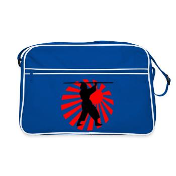 Keep Kobudo logo with a bo above it - Retro Bag - blue/white - Front