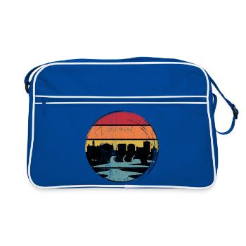 Silhouette d’horizon du coucher de soleil - Sac Retro - bleu/blanc - Devant