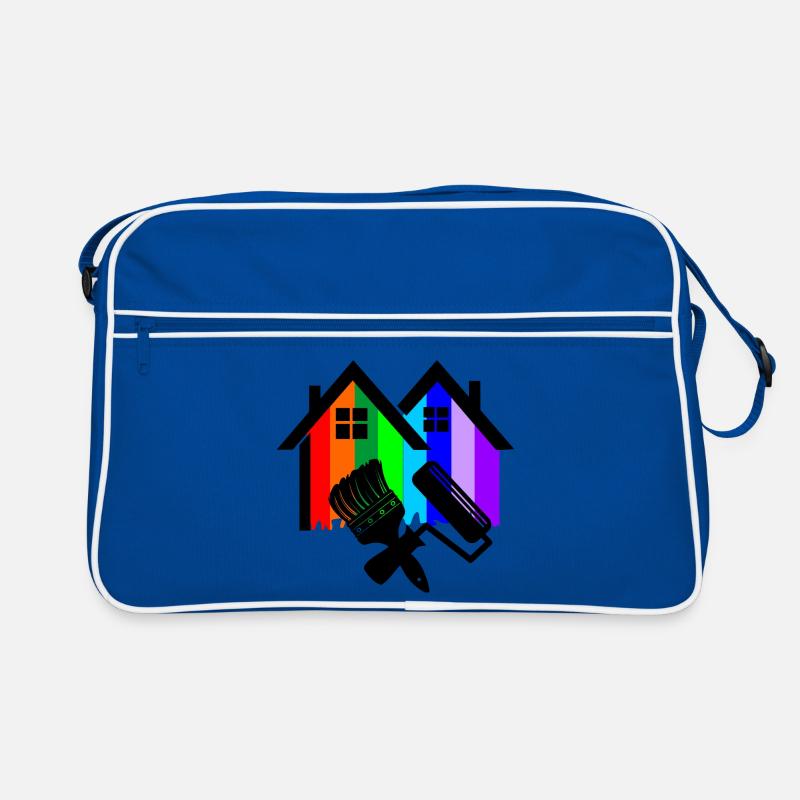 House painter color with paintbrush and paint roller Retro Bag